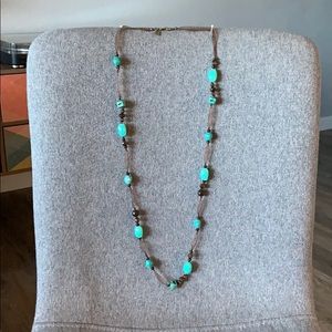 Long Bronze and Turquoise Layering Necklace